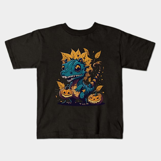 dinosaurs Halloween Kids T-Shirt by Roshan